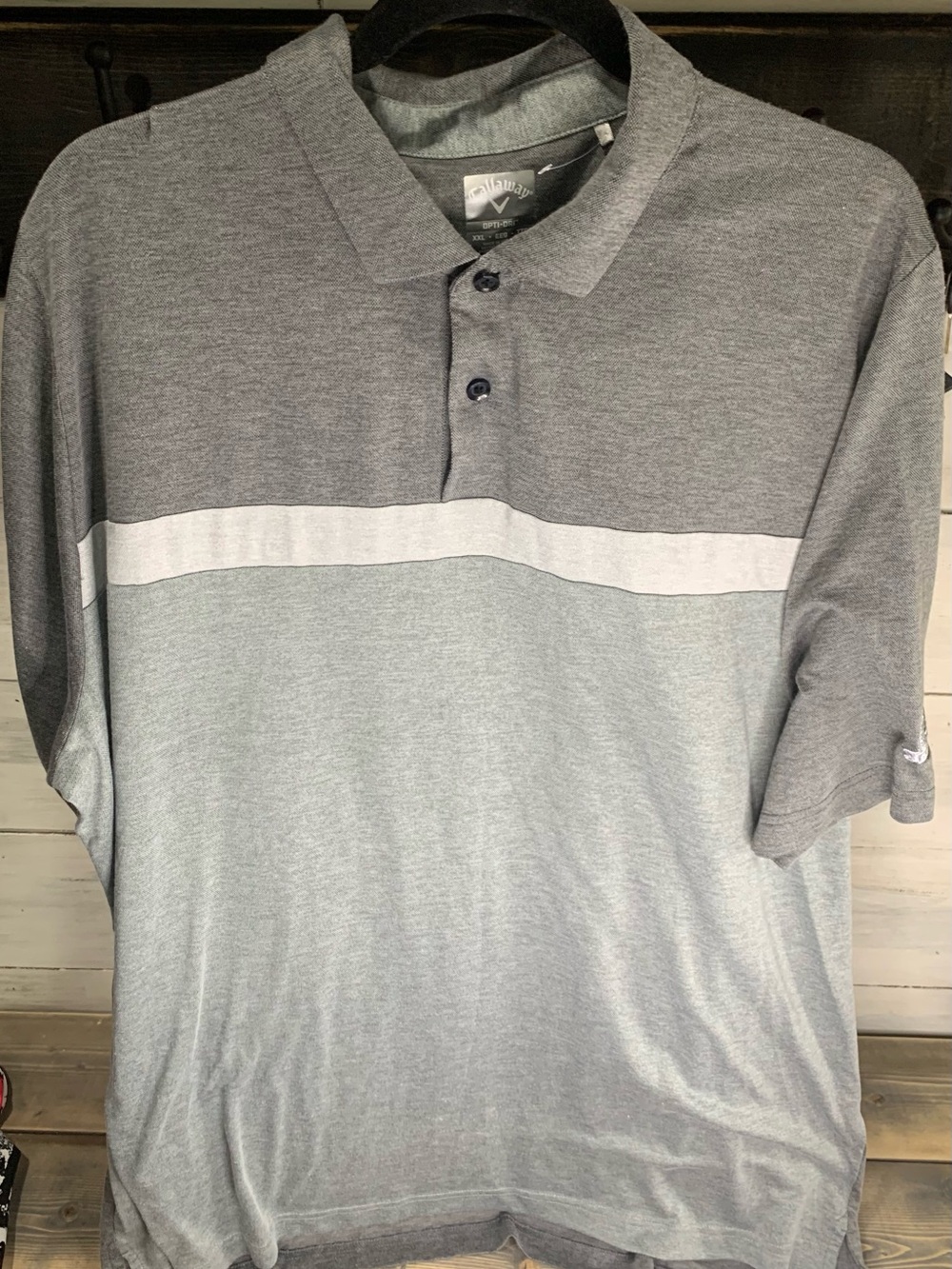 Callaway Gray Two-Tone Polo with White Chest Stripe